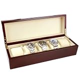 NEW Watch Box Storage for 5 Extra Large Watches Rich Mahogany Matte Finish By Tech Swiss
