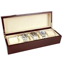 NEW Watch Box Storage for 5 Extra Large Watches Rich Mahogany Matte Finish By Tech Swiss