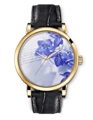 SPRAWL Aanalog Fashion Series Gold Ladies Watches of Genuine Black Leather Strap,Unique Wrist Watch for Women Girls Designed with Purple flowers on the book