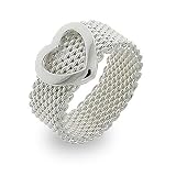 Sterling Silver Mesh Heart Ring