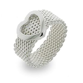 Sterling Silver Mesh Heart Ring Size 5 (Sizes 5 6 7 8 9 10 Available): Eve's Addiction: Jewelry
