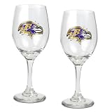 Baltimore Ravens 2-Piece Wine Glass Set  (Primary Logo)