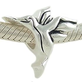 Petite Sterling Silver Hummingbird Charm for European Charm Bracelet