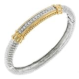 Designer inspired ribbed cz diamond bangle bracelet