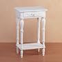 Distressed White Wood Carved Side Table
