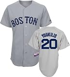 MLB Men's Boston Red Sox Kevin Youkilis Road Gray Short Sleeve 6 Button Synthetic Replica Baseball Jersey Spring 2012  (Road Gray, X-Large)