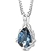 PEORA London Blue Topaz Teardrop Pendant Necklace 925 Sterling Silver, Genuine Gemstone, 2.25 Carats Pear Shape Vintage Style Solitaire, 10x7mm with 18 inch Chain, December Birthstone Necklace,