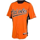 MLB Mens Baltimore Orioles Cool Base Orange/Black Short Sleeve Authentic Button Front Batting Practice Jersey By Majestic