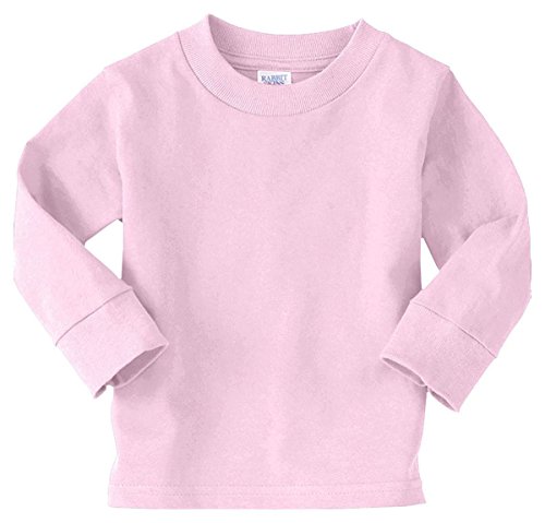 Rabbit Skins 100% Cotton Blank Toddler Long Sleeve Cotton Tee [Size 2T] Pink Long Sleeve T-Shirt