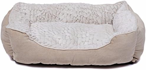 Creative Pet Group Round Dog Bed Dark Brown/Beige Hairy Plush, 18"