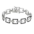 Sterling Silver Black and Clear Cubic Zirconia Square Link Bracelet