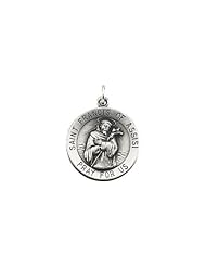 15.00 mm St. Francis of Assisi Medal in 14K White Gold