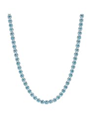14K White Gold 7.25" Polish Light Bluish Cubic Zirconia Fancy Bracelet With Box Catch