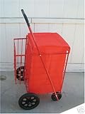 G8081 RED-Folding SHOPPING CART with small Double BASKET n MACHING LINER (RED) Jumbo Size Cart Size: 41.75