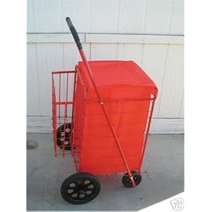 Foldable SHOPPING CART with small Double BASKET n MACHING LINER (RED) Jumbo Size Cart... by PERFECTBUYZ
