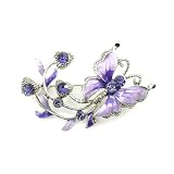 Amethyst Crystal and Enamel Butterfly Spray Brooch