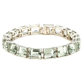 Sterling Silver Green Amethyst Rectangular-Cut Bracelet, 7.25 by Amazon.com Collection