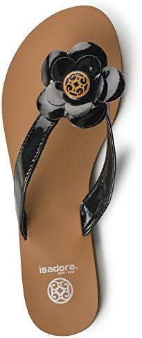 ISADORA Womens "Flower" Thong Flat Dress Sandal (7, Black)