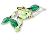 Clearly Charming Frog On Twig Sterling Silver & Enamel Pin