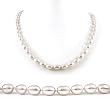 Single Strand 18 Inch 6-7mm white Oval Shape Freshwater Cultured Pearl Necklace