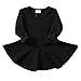Infant Toddler Baby Girls Dress Cozy Ruffles Long Sleeves Cotton (2-3Year(3T), Black)