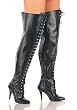 Pleaser Vanity-3022WS, 4 Inch Heel Wide Shaft Lace-up Thigh Boot With Inner Zipper