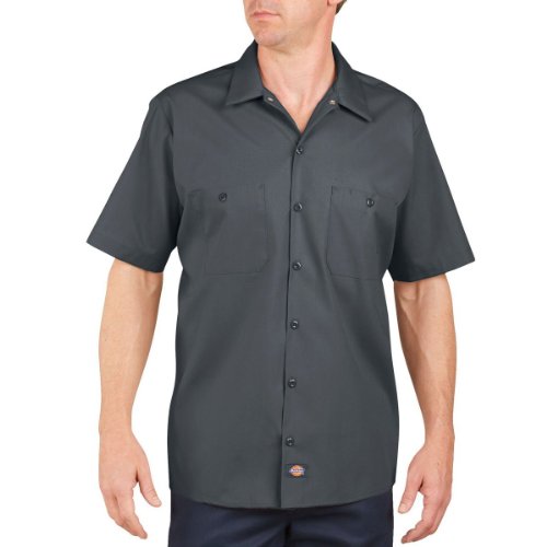 Dickies Occupational Workwear LS535CH Polyester/ Cotton Men's Short Sleeve Industrial Work Shirt, Dark Charcoal