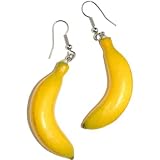 Mini Banana Earrings In Yellow With Silver Finish