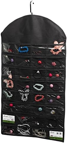 Topeva Hanging Jewelry and Accessories Non-Woven Organizers Holder 32 Pockets with 18 Hook and Loops Storage Bag (Black)
