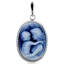 14K White Gold Cameo Pendant Depicting Mother Holding Child