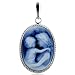 14K White Gold Mother Holding Child Cameo Pendant