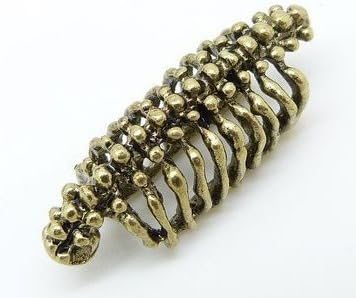 skeleton vertebra earring Ear Wrap Cuff earring Gothic earring Punk Rock earring (Antique brass)