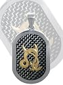 Carbon Fibre and Stainless Steel Pendant with Gold Pagan Design