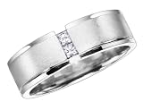 Diamond Mens Band Ring 1/7 ctw in White Gold 8mm