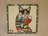 Cat with Wine Decorative 8X8 Tile By Tile Craft