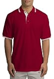 Upscale Men's Silk Touch Sport Shirt With Stripe Trim - Red/Winter White