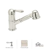 Rohl A3410LPPN-2 Country Kitchen Traditional Single Lever Single Hole Pullout Kitchen Faucet with Porcelain Lever in Polished Nickel