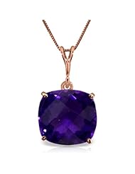 14K Rose Gold Cushion-shaped Natural Purple Amethyst Pendant Necklace
