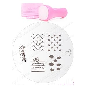 Konad Image Plate M79 Clouds Polca +Stamper and Scraper Konad Stamping Nail Art