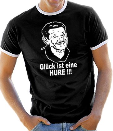 Touchlines Herren Kontrast / Ringer T-Shirt Arthur Spooner - Gl&uuml;ck ist eine H..., black/wh Preisvergleich