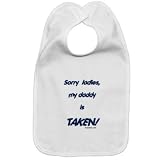 Cotton baby bib Sorry ladies my daddy is taken blue for boys with velcro closure