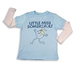 Junk Food - Girls Long Sleeve Little Miss Somersault Tee Shirt, Light Blue, White