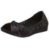 BC Footwear Women's Repeat Offender Peep Toe Flat,Black Satin,7 M US