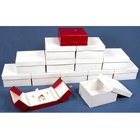 12 Ring Earring Snap Lid Boxes Red Leather Gift Display