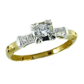 14K Antique Diamond Engagement Ring, circa 1940s by The Way We Were