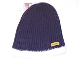 ST LOUIS BLUES Navy Ribbed Cuffless Knit Beanie Hat With White Faux Fur Edge - Adult