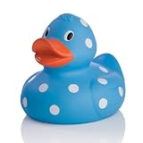 Elegant Baby Oversized 8″ Polka Dot Rubber Duckie – Bright Blue