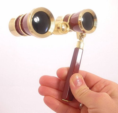 Elegant Opera Glasses Binoculars 3X W/Handle Gold Trim