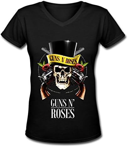 woman Guns N Roses logo V Neck T Shirt Black XXL