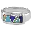 Sterling Silver Turquoise, Opal and Lapis Inlay Ring by Sajen